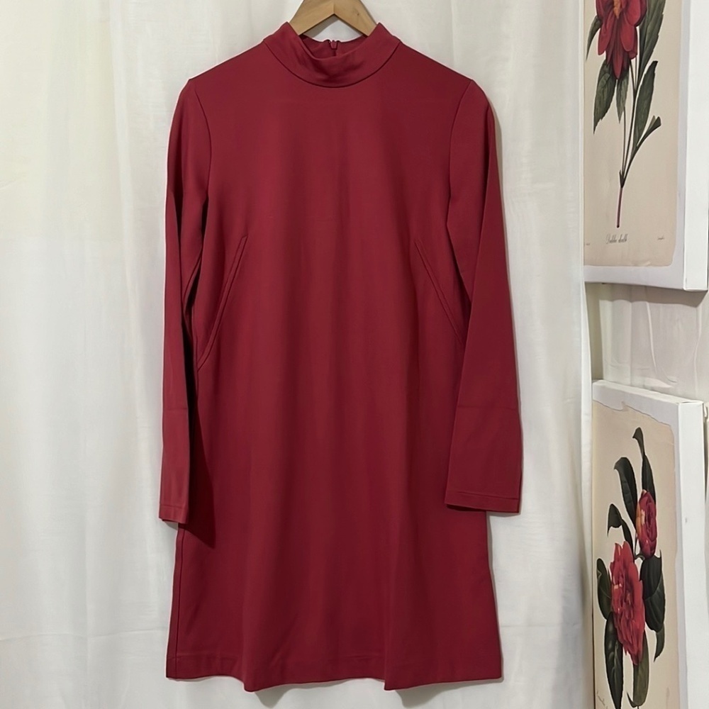NWT Zara Dark Rose Long Sleeve High Neck Dress a214